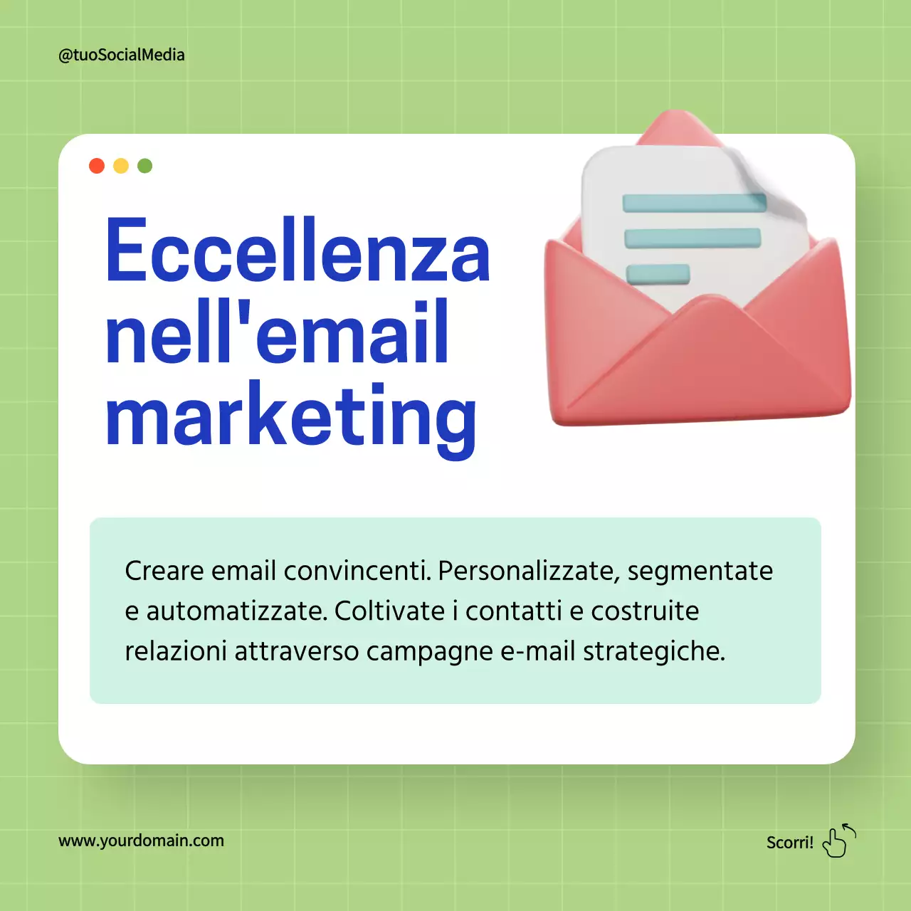 Verde e blu Semplici consigli di marketing digitale Guida alla strategia