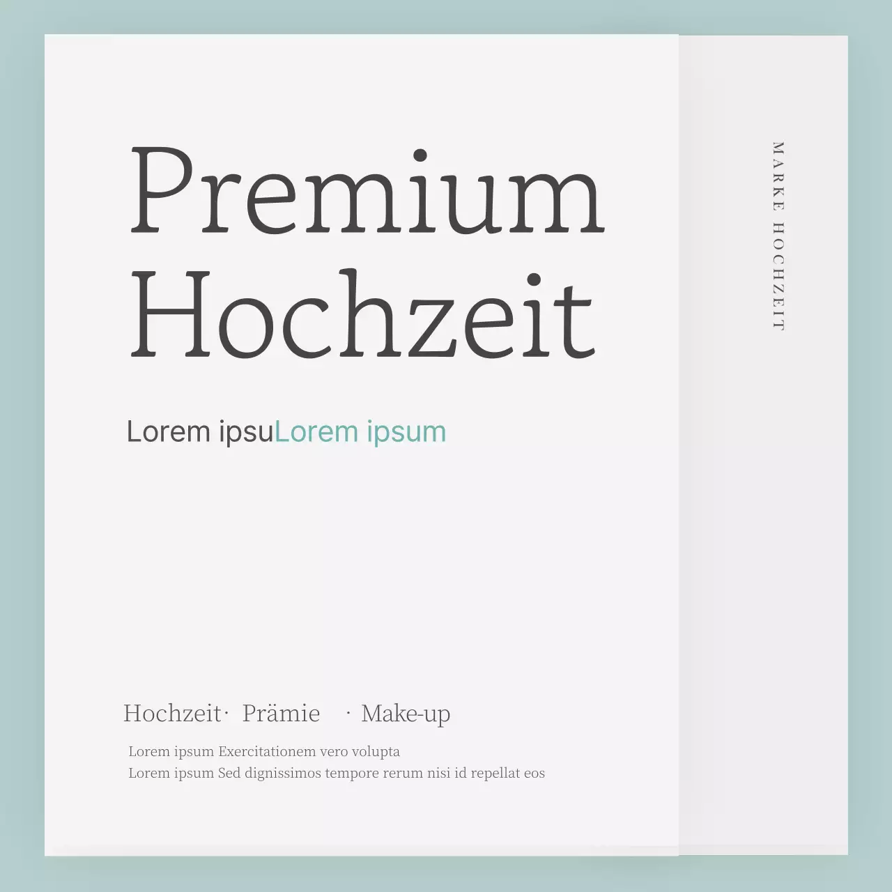 Werbung für eine schlichte Hochzeitsmarke in Hellblau