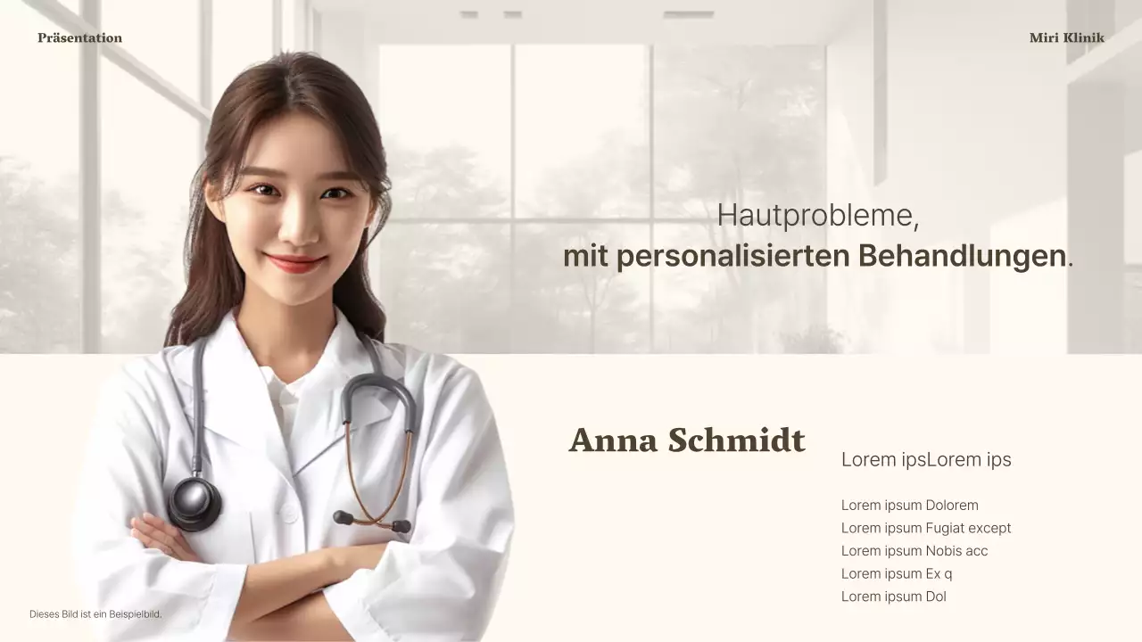 Ankündigung einer luxuriösen dermatologischen Klinik in Braun und Beige