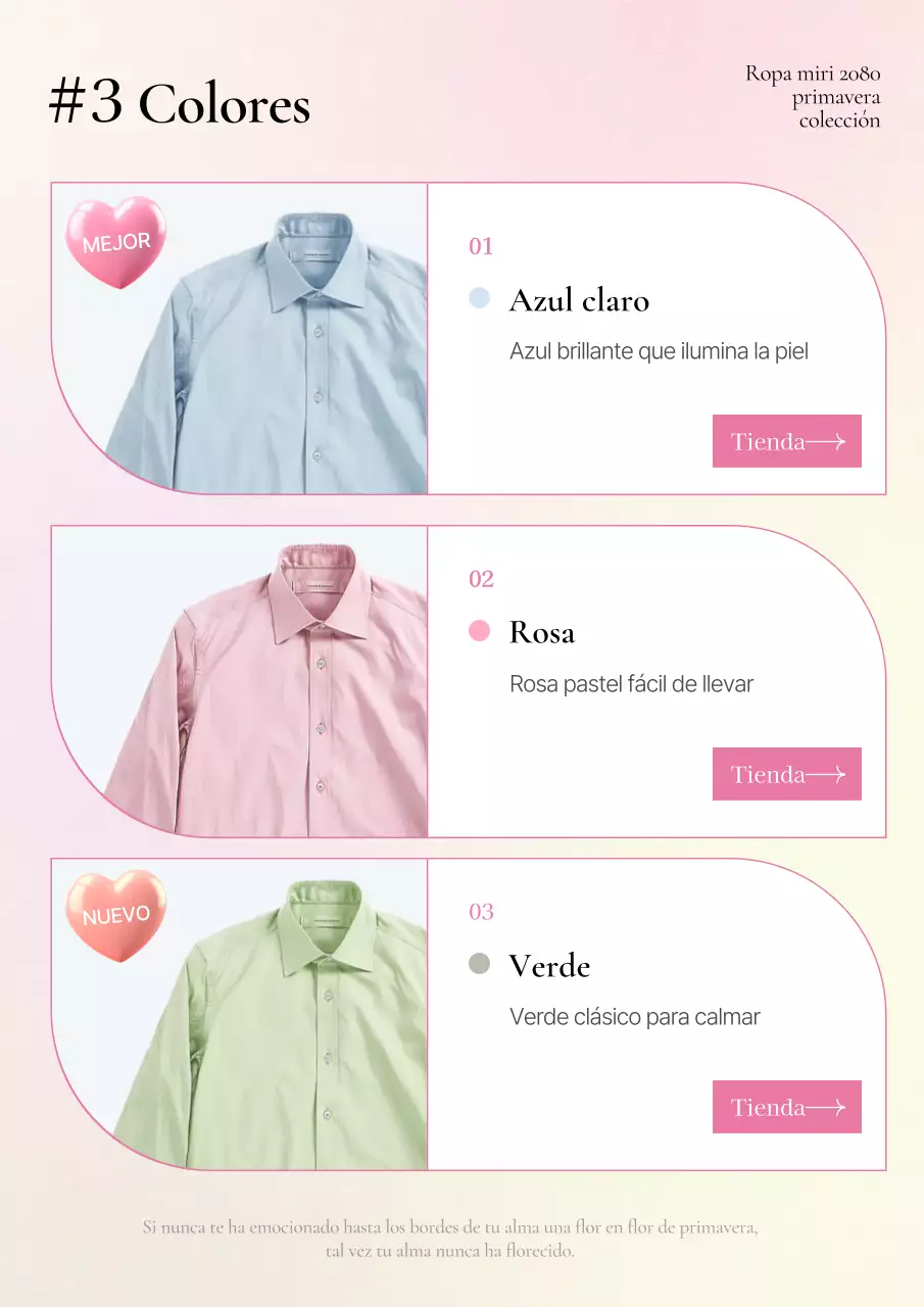 Promueve la moda primaveral en rosa Descripción del producto