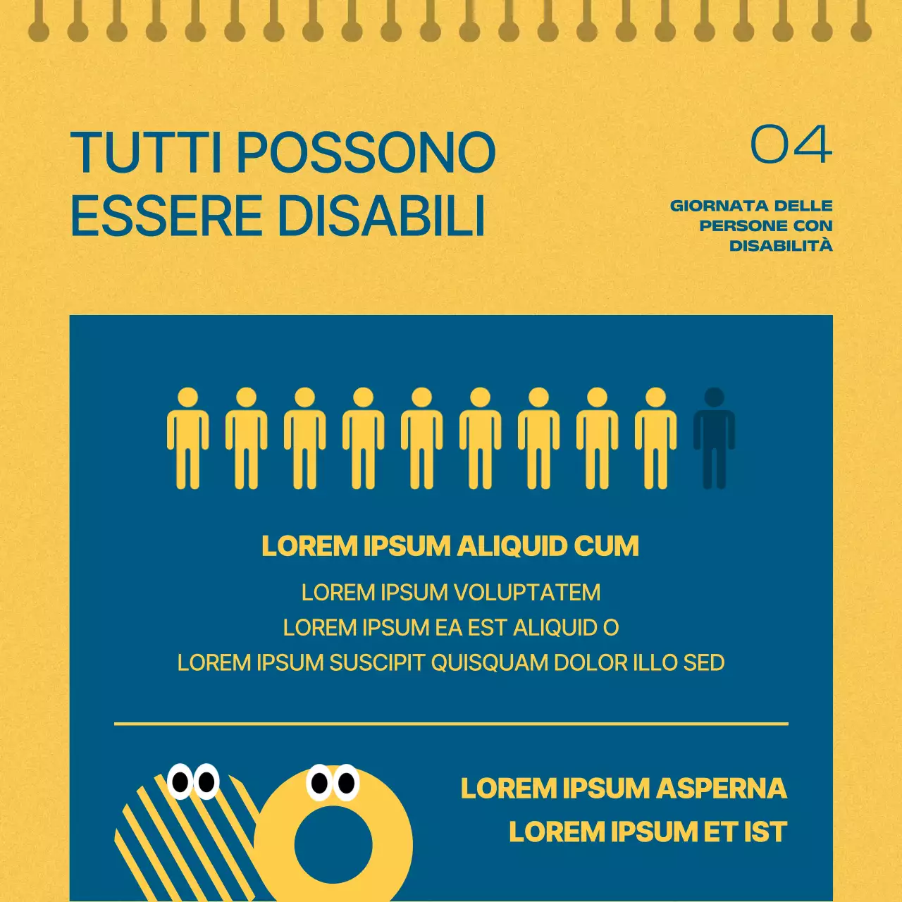 Posta geometrica per la Giornata della disabilità in rosa e giallo caldo