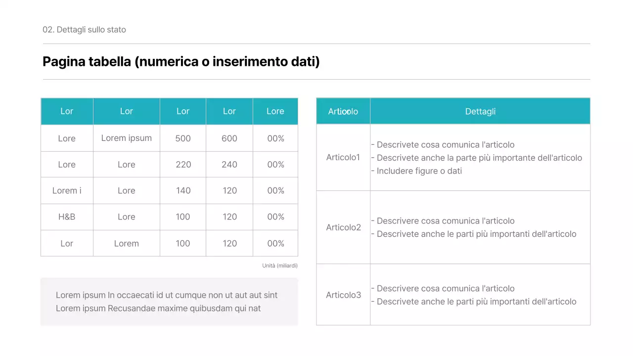 Un semplice rapporto aziendale in bianco e menta