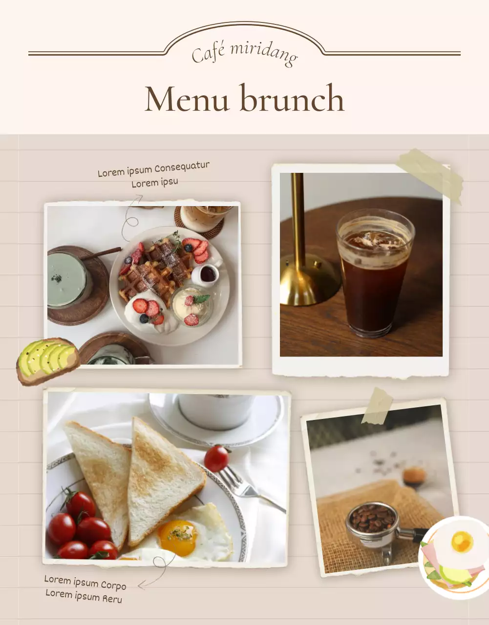 Promouvoir un concept de café-boulangerie vintage dans les tons ivoire et beige