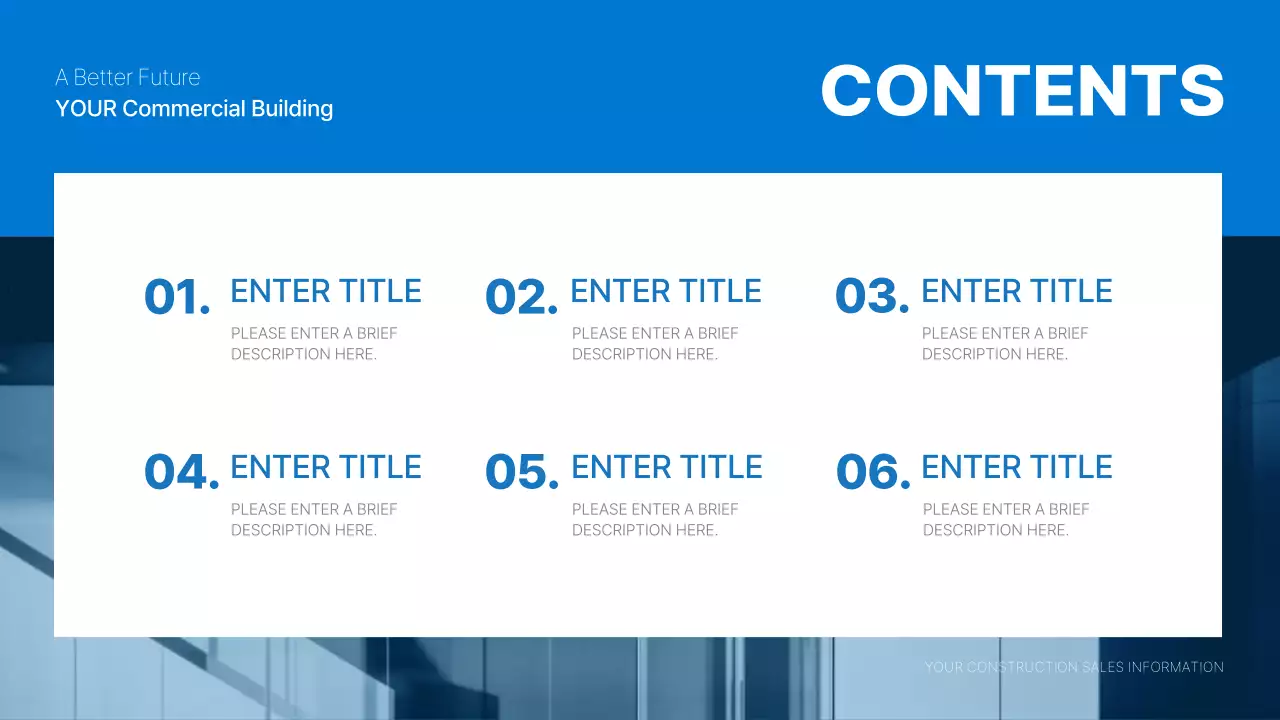 블루 모던 건설 정보 프레젠테이션