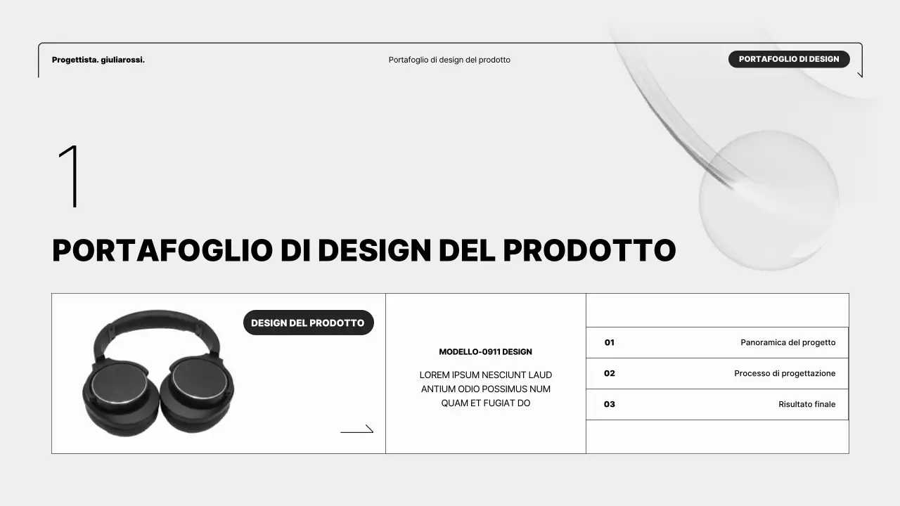 Portfolio di designer minimalista in bianco e nero