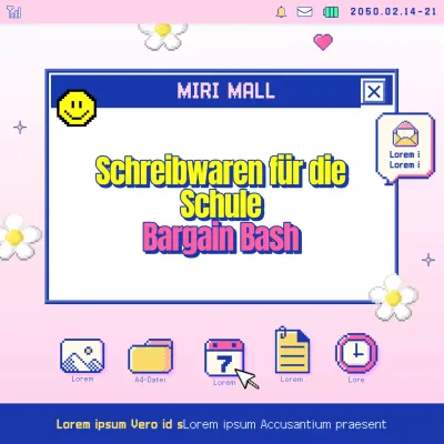 Werben Sie für Schreibwaren für die Schule in Marineblau und Rosa