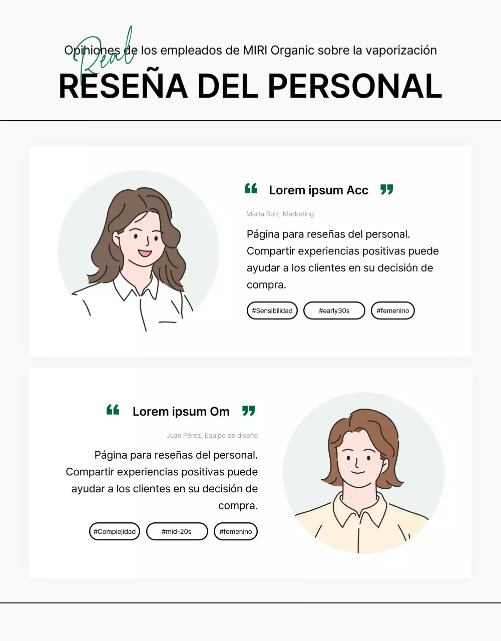 Promover una sencilla página de reseñas de cosmética natural verde y blanca