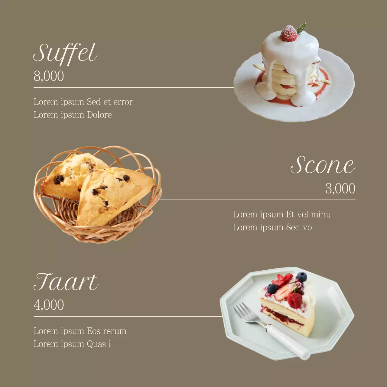 Eenvoudige café aankondigingen in bruin en beige Over de aankondigingen