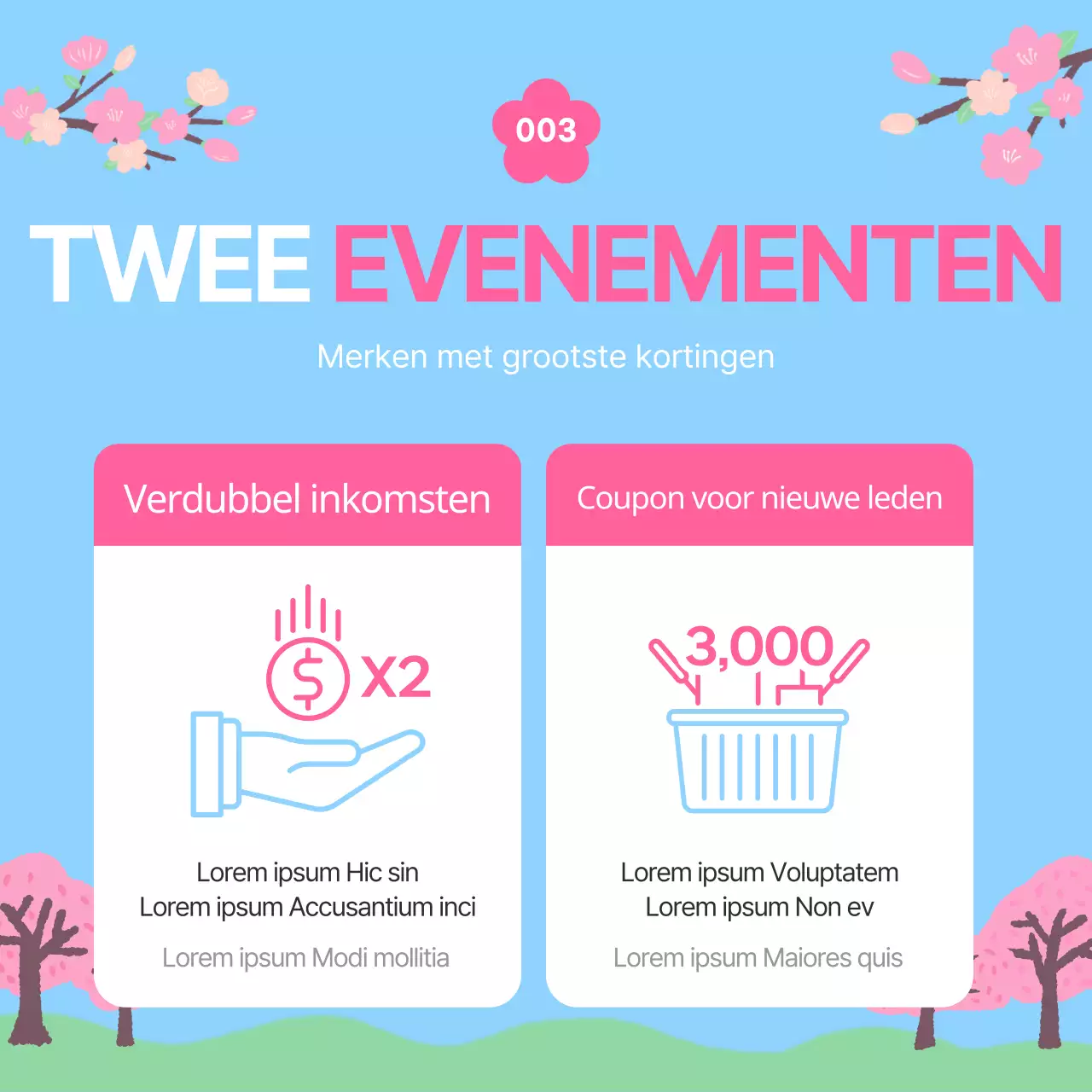 Promoot een mooie voorjaarsuitverkoop in lichtblauw en roze