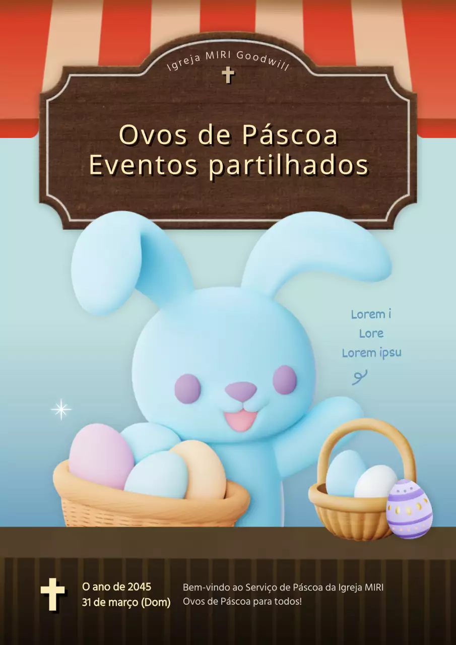 Promova o seu evento de Páscoa em castanho e azul claro