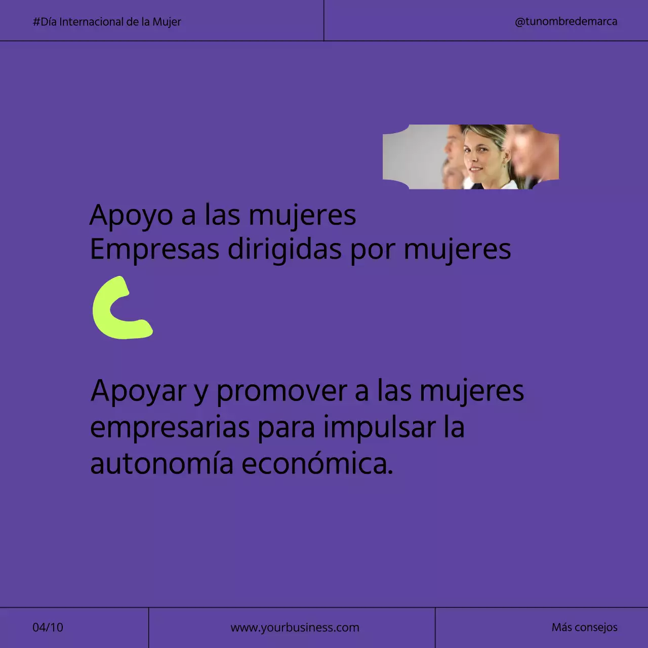 Campaña moderna del Día Internacional de la Mujer en morado y neón