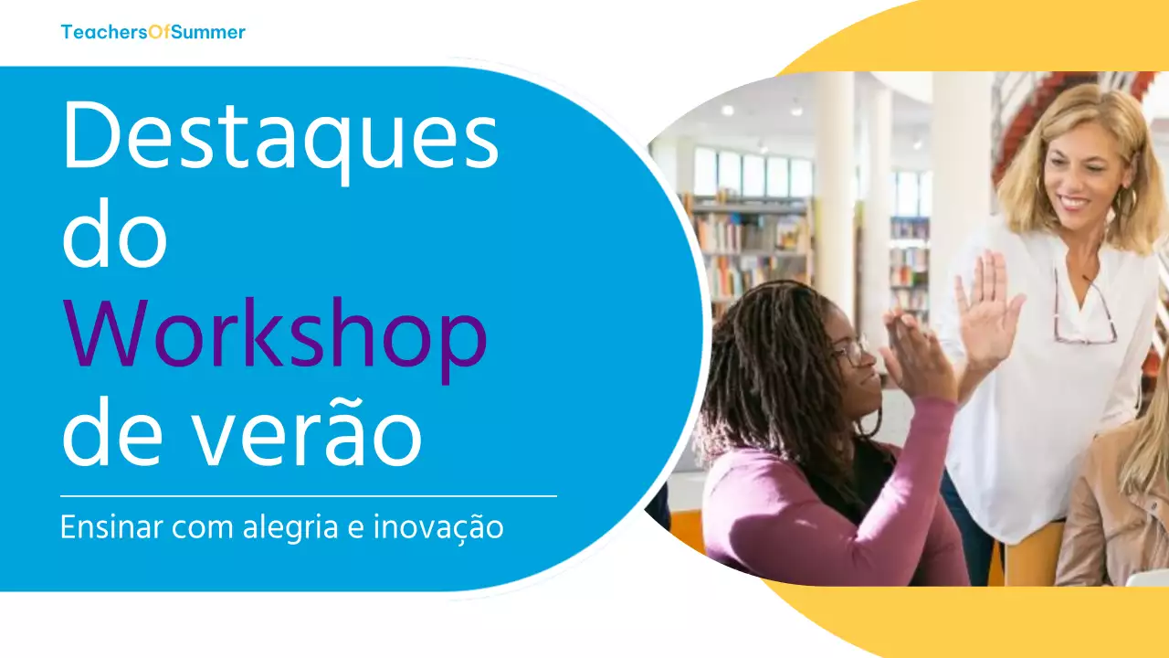 Título principal da oficina de verão simples em azul claro