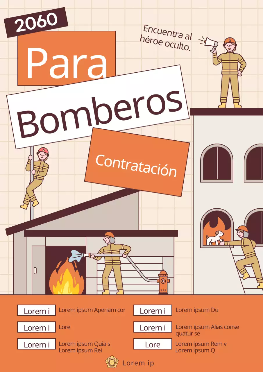 Promover el reclutamiento de bomberos con disfraces kitsch naranja y marrón