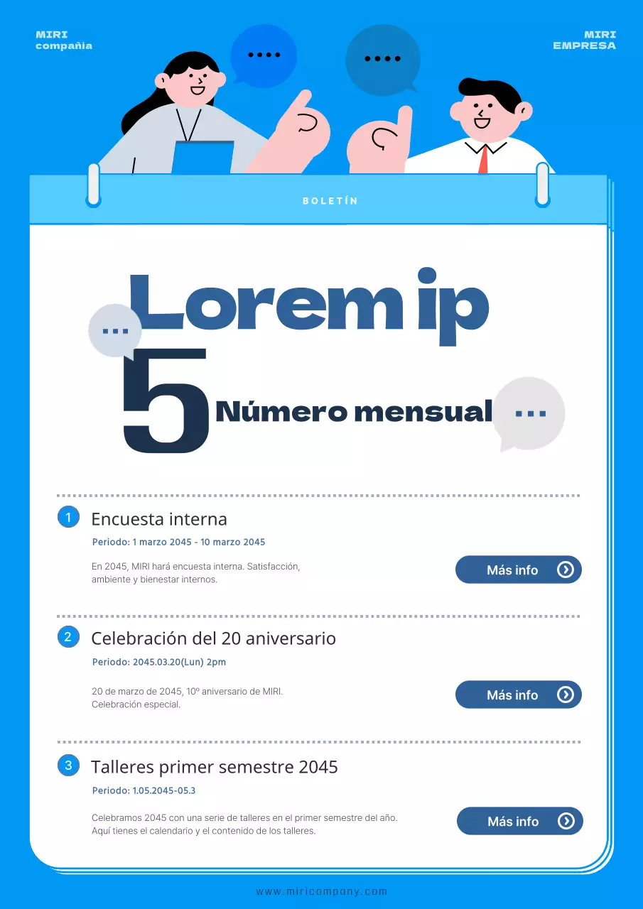 Promover un sencillo boletín de empresa azul y blanco