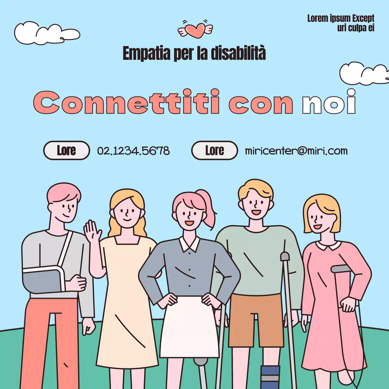 Promuovere gli eventi della Giornata della consapevolezza della disabilità in azzurro e rosso.