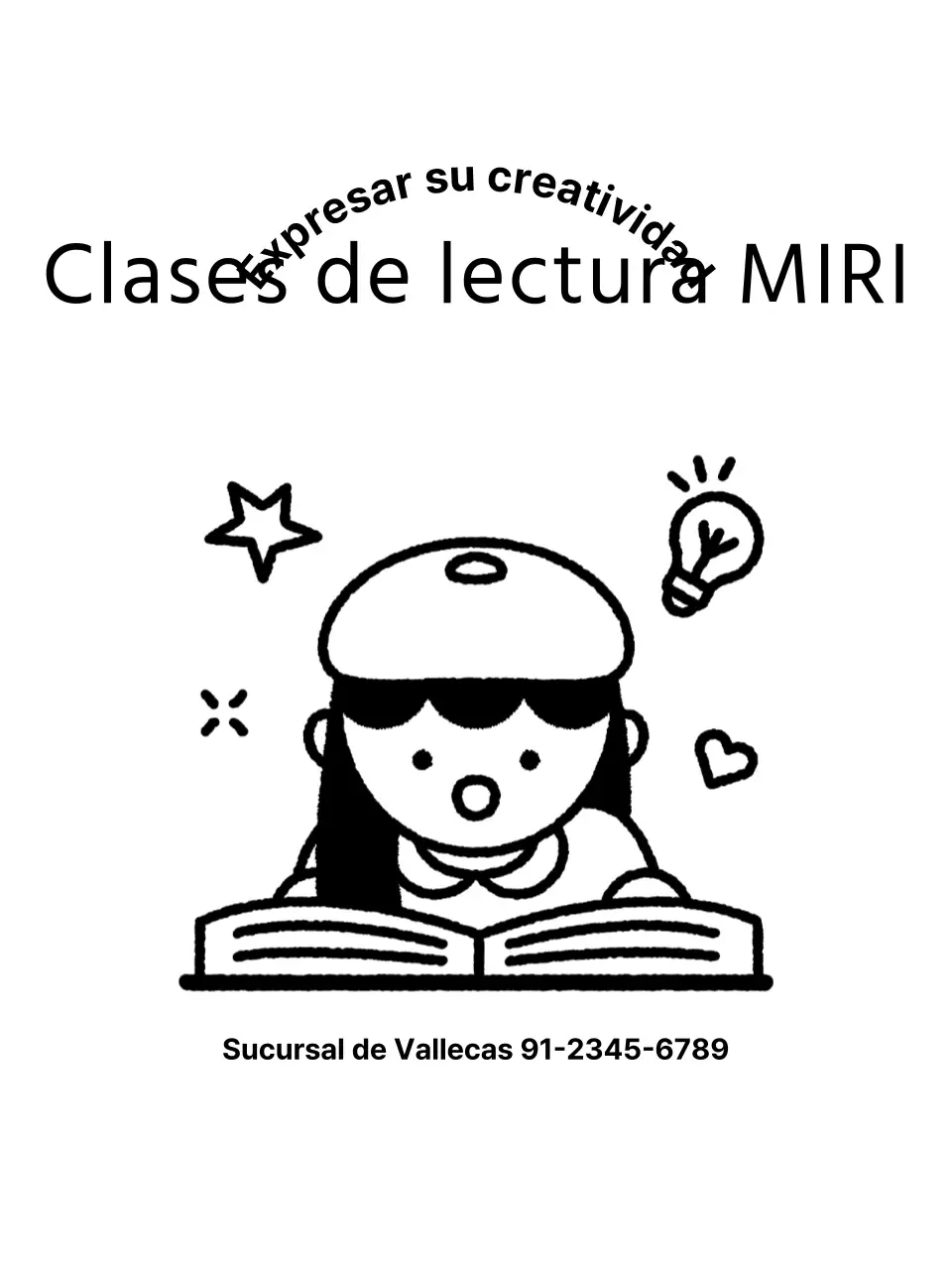 Diseño promocional escolar con ilustración de un niño leyendo un libro