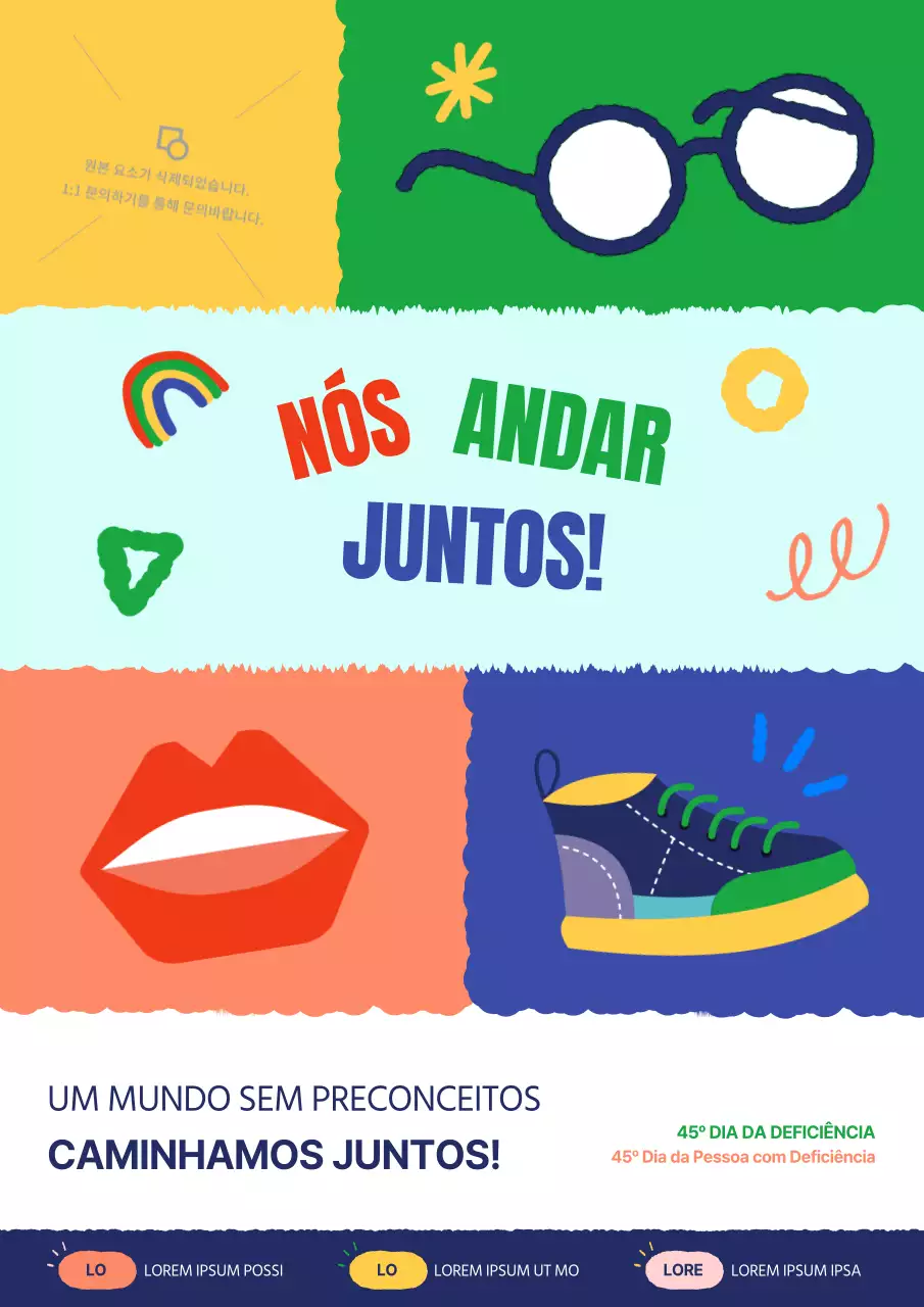 Promover o Dia da Deficiência com azul e verde kitsch