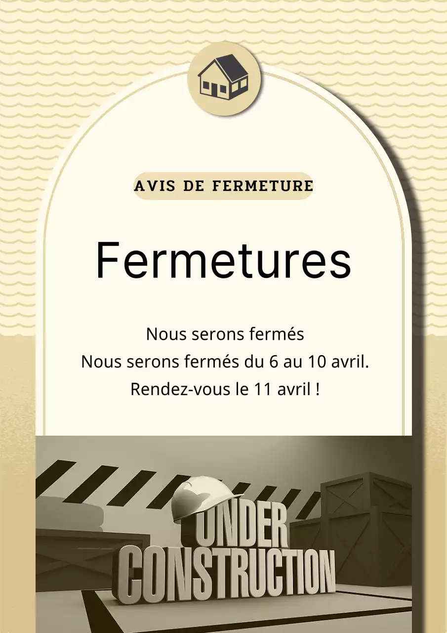 Avis de construction d'un ascenseur moderne beige et vert