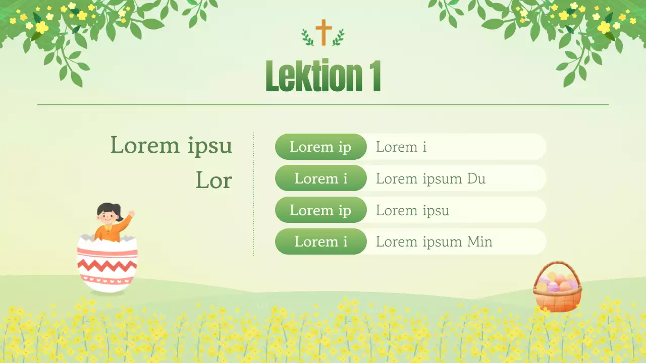 Ein Leitfaden für Ostergottesdienste in der Naturkirche in Chartreuse und Gelb