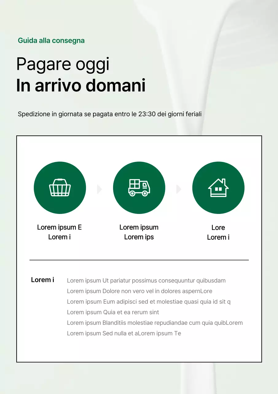 Un semplice avviso di consegna di un centro commerciale verde e bianco
