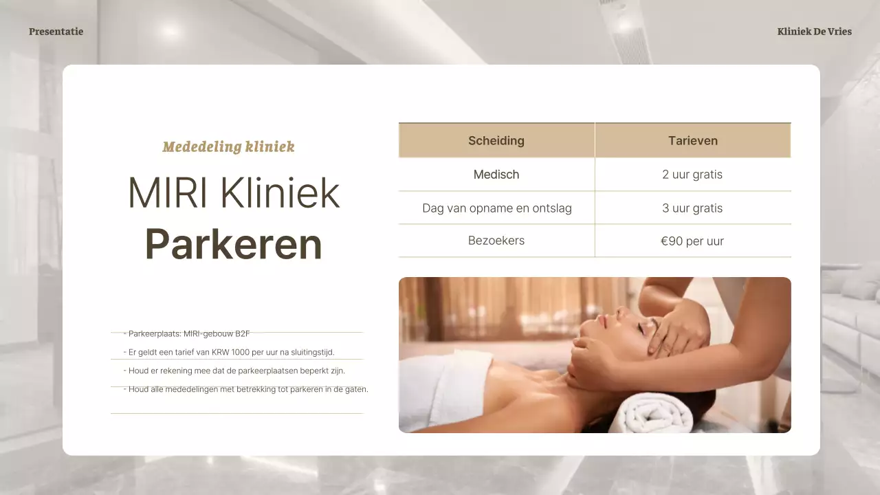 Aankondiging van een luxueuze dermatologische kliniek in bruin en beige