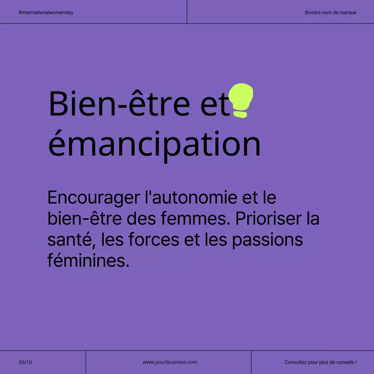 Campagne moderne pour la Journée internationale de la femme : violet et néon