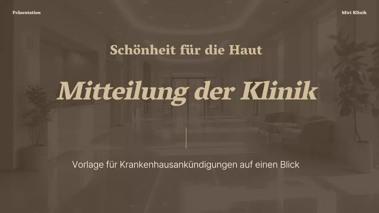 Ankündigung einer luxuriösen dermatologischen Klinik in Braun und Beige