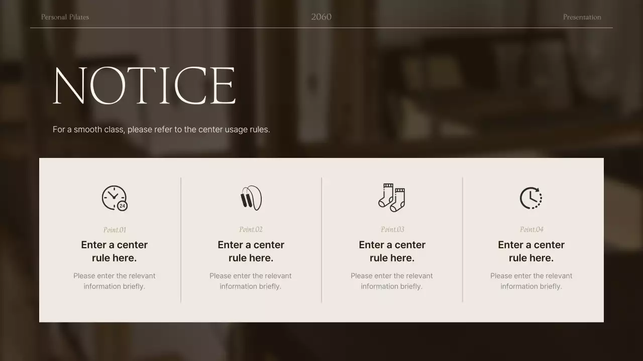 베이지 미니멀리스트 필라테스 프레젠테이션
