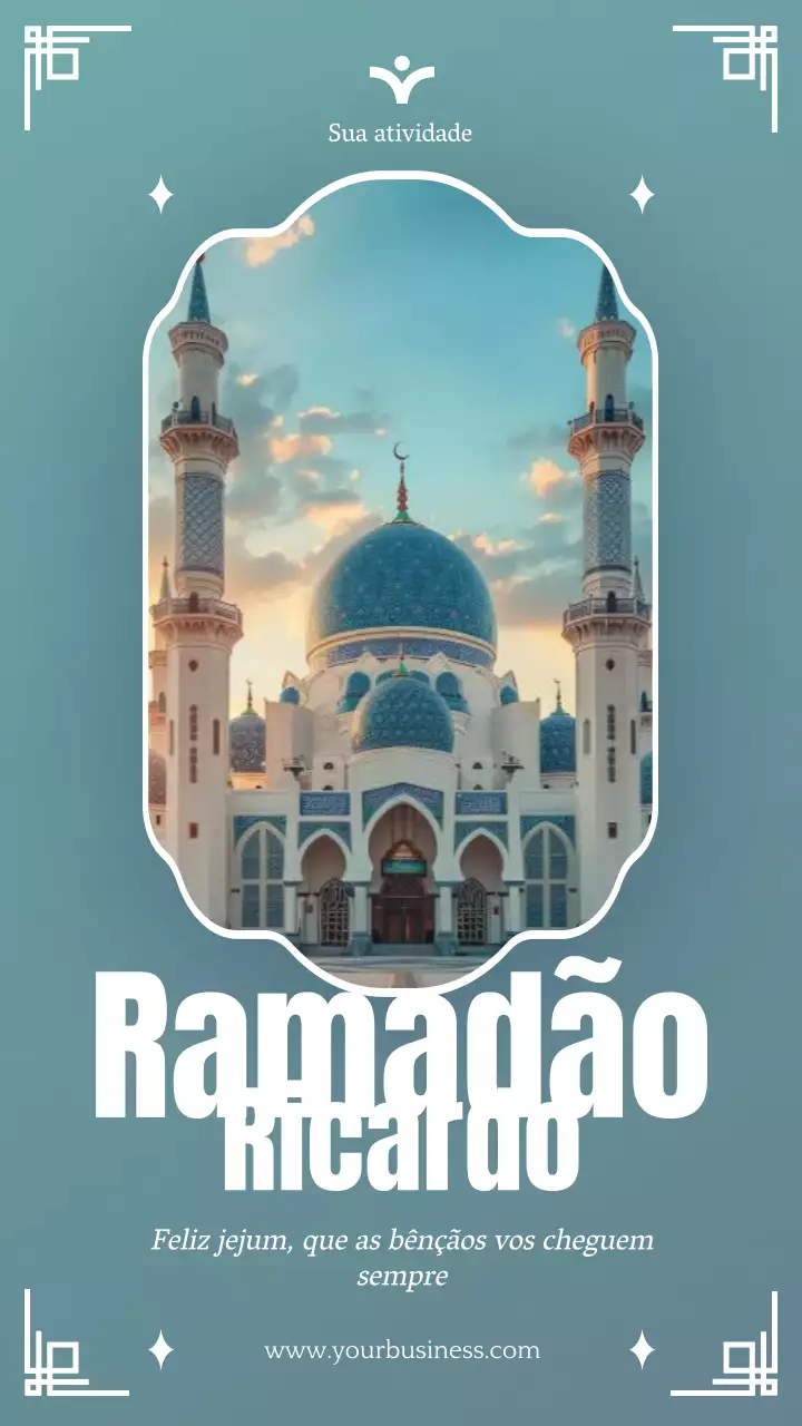 Campanha de felicitações clássica Ramadan Kareem em menta e branco