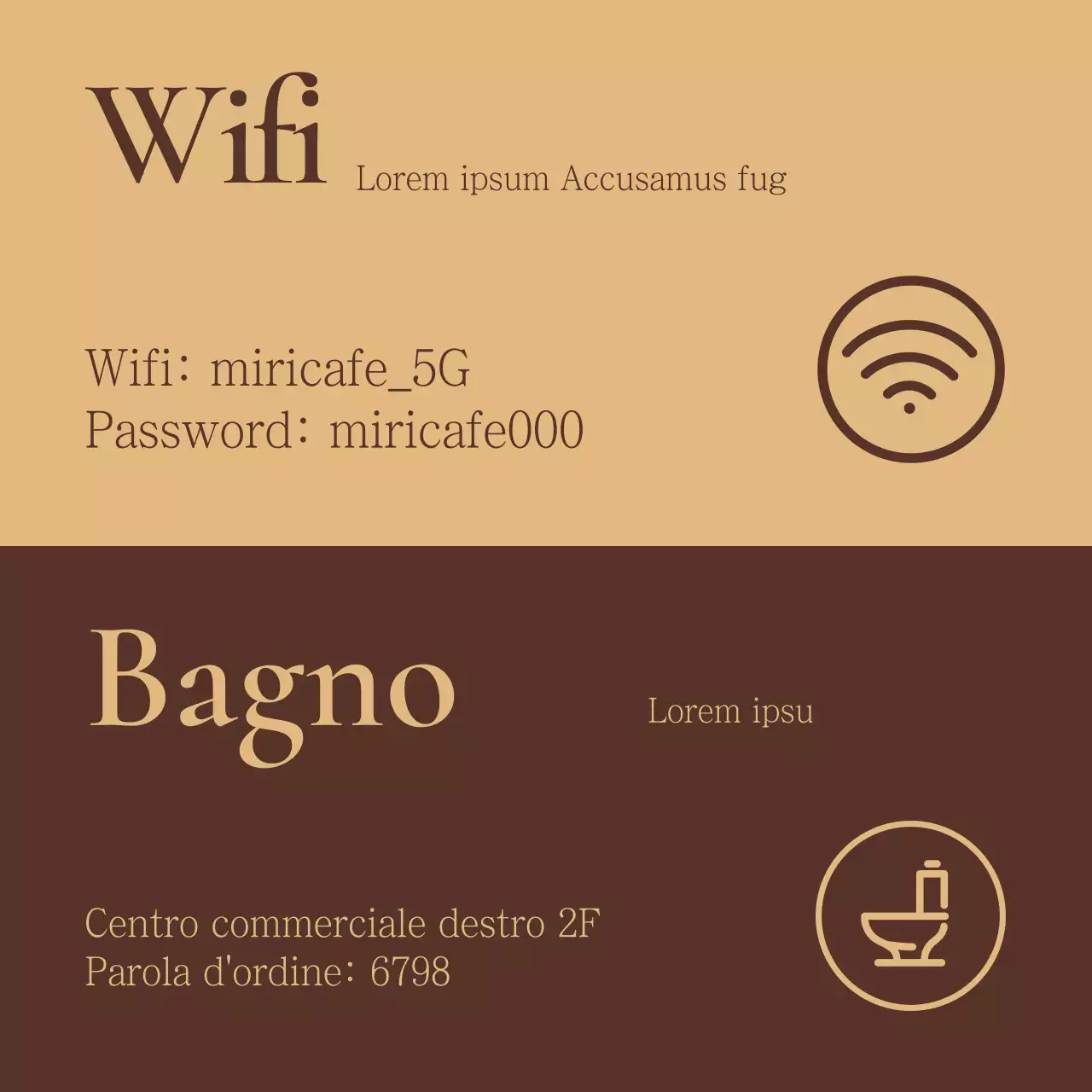 Cartello classico per annunci di caffè in marrone e beige