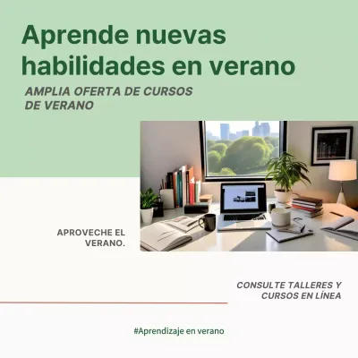 Anuncio de taller en línea minimalista en blanco y lima