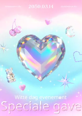 Promoot een kitscherig witte dag evenement in roze en lichtblauw