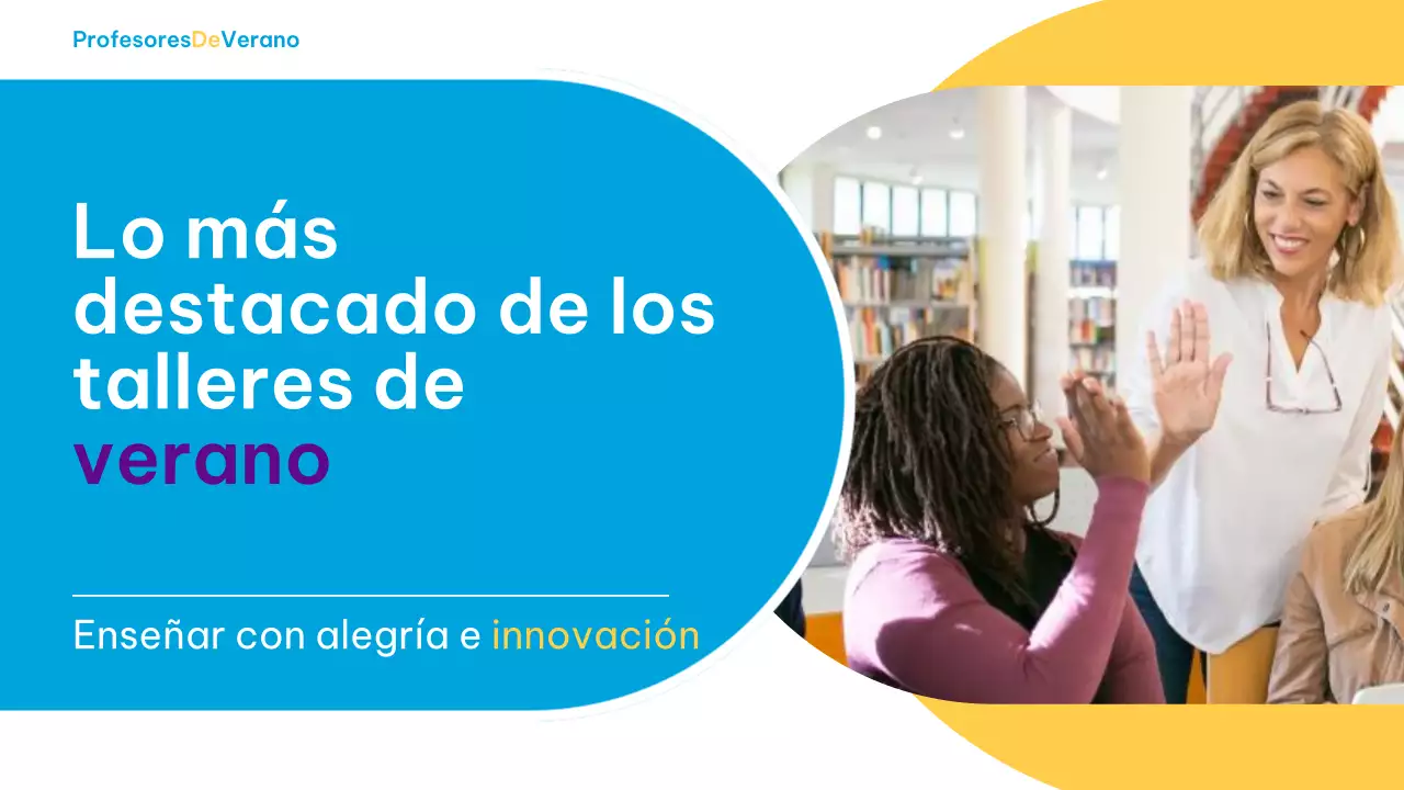 Título principal de un sencillo taller de verano en azul claro