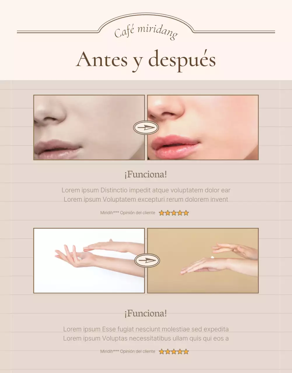 Se necesitan reseñas y anuncios para una página de detalles de concepto vintage en marfil y beige