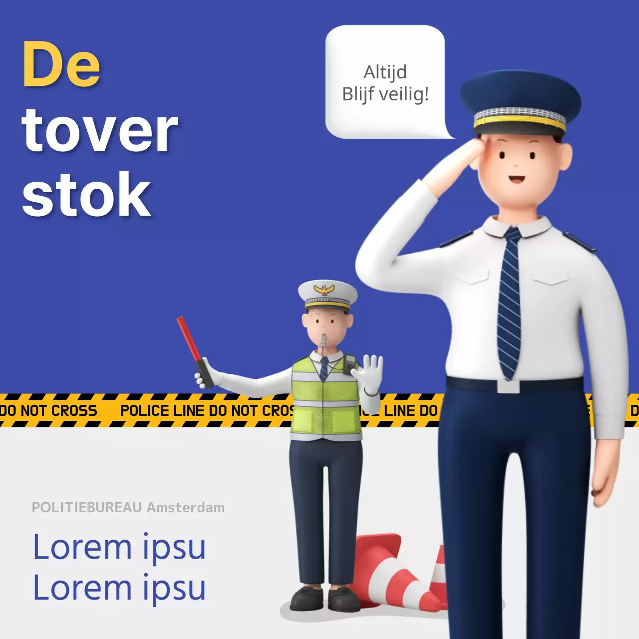 Promoot politie-inhoud in blauw en wit