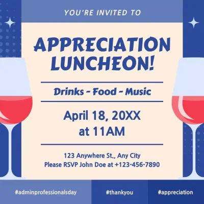Blue Modern Luncheon Invitation Social Media Post