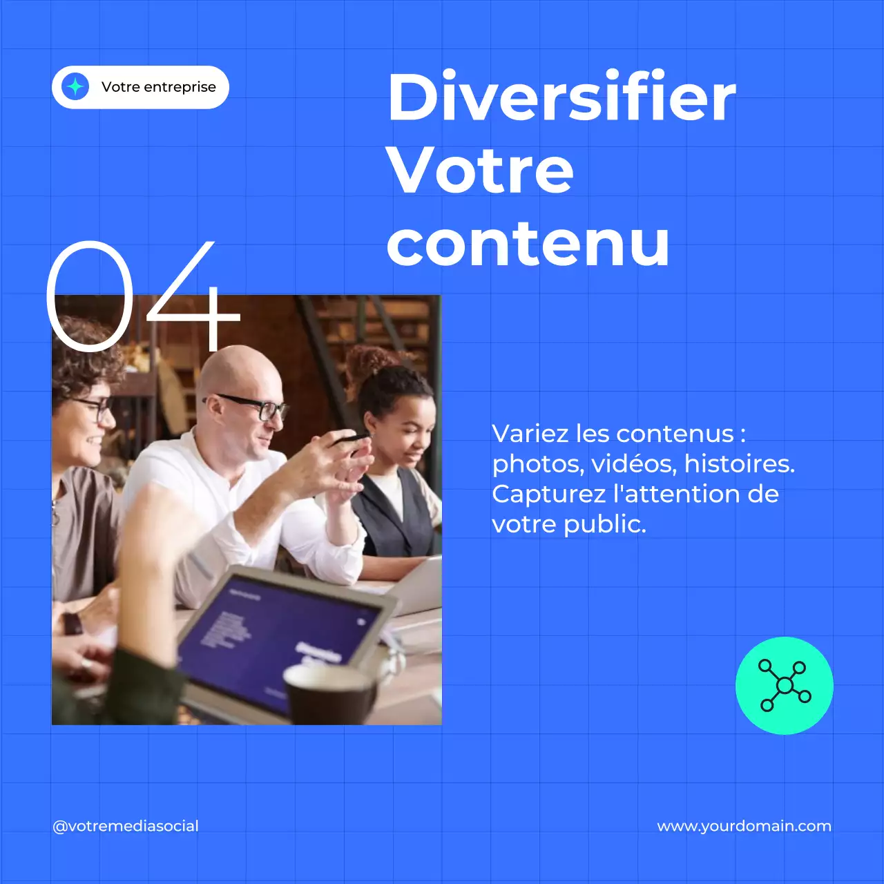 Bleu et blanc Guide de stratégie marketing efficace pour les médias sociaux