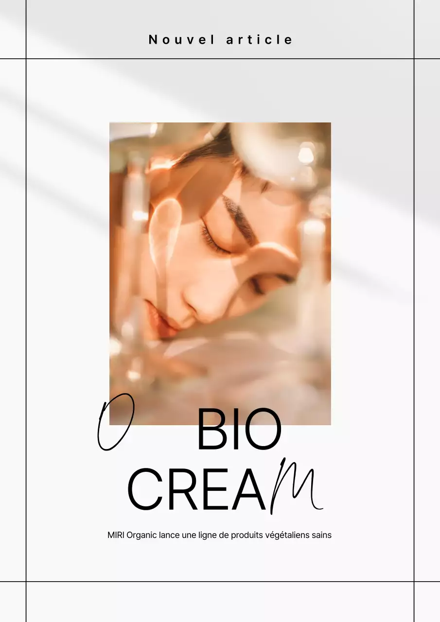 Affiche publicitaire pour un nouveau produit de beauté simple en vert et blanc