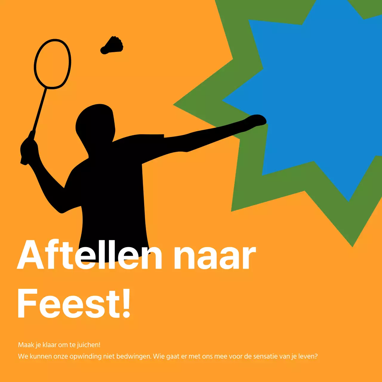 Sjabloon voor moderne sportpromotie in oranje en blauw
