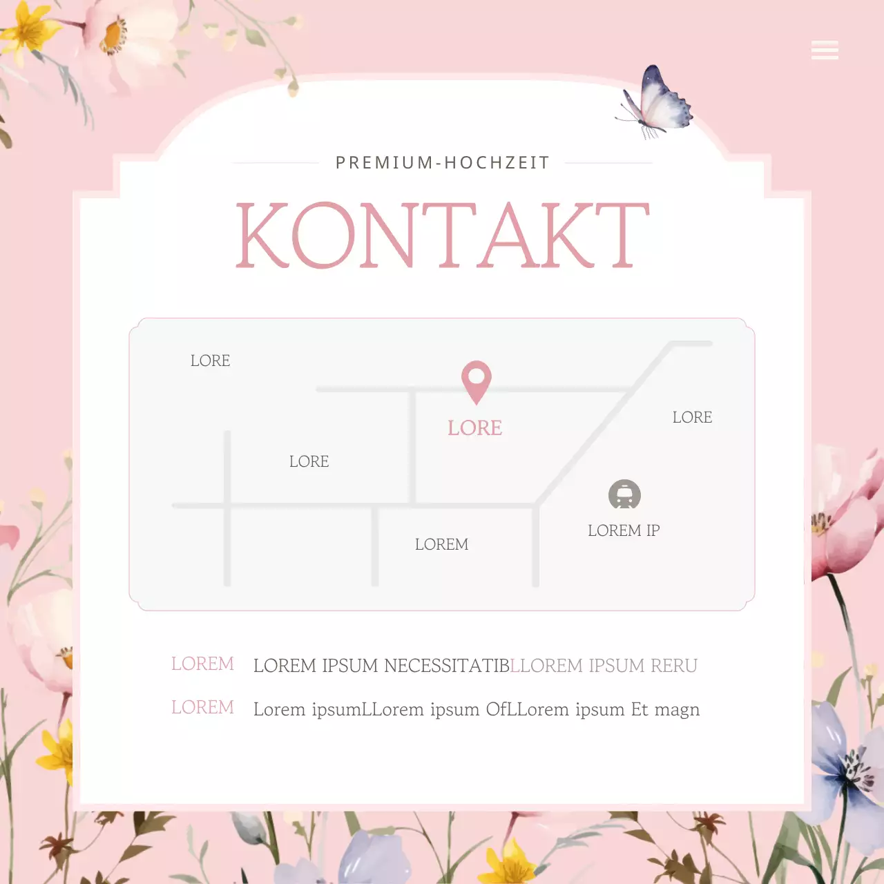 Werbung für eine luxuriöse Hochzeitsmarke in Rosa