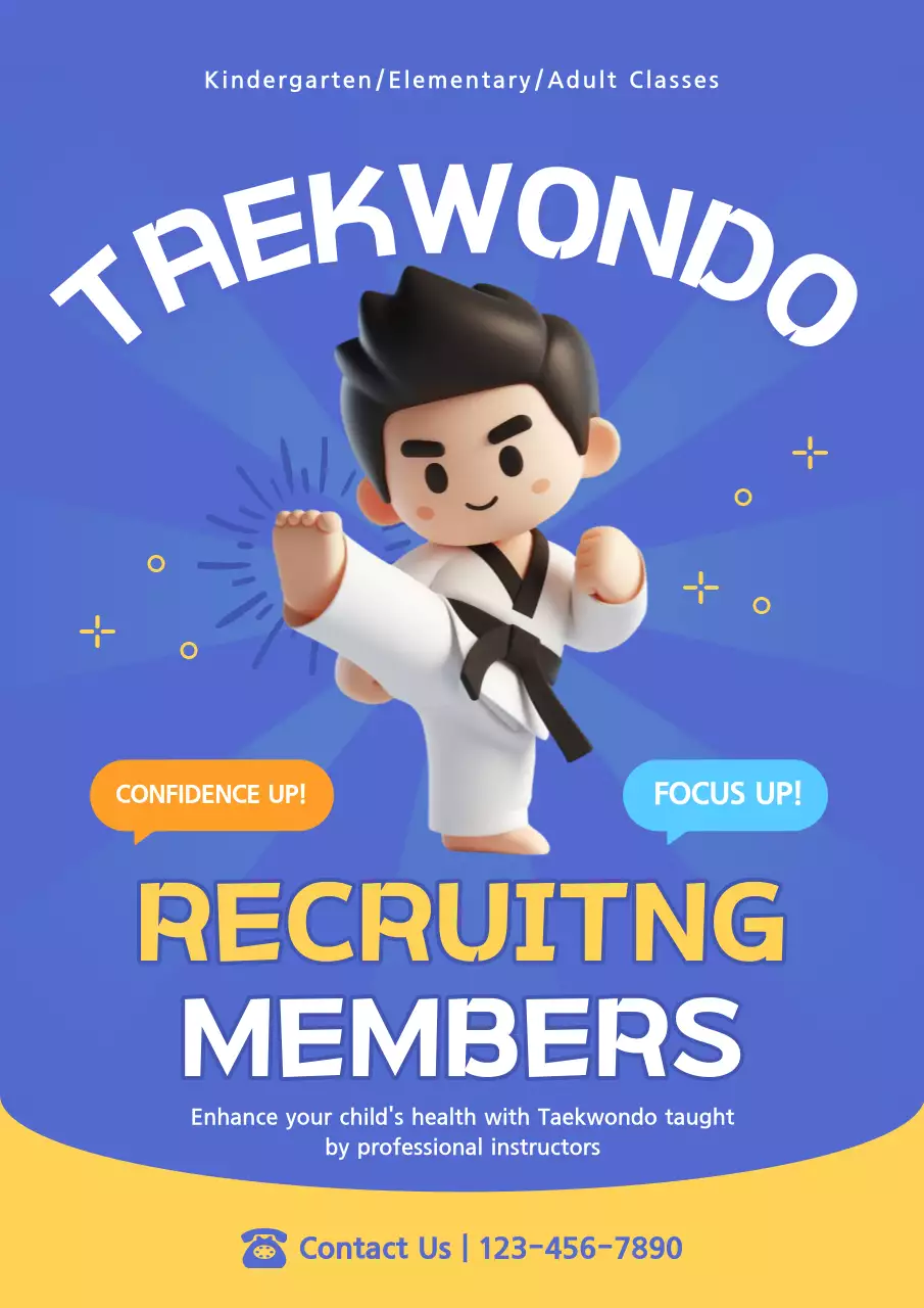Blue Modern Taekwondo Recruitment Poster