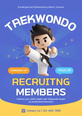 Blue Modern Taekwondo Recruitment Poster