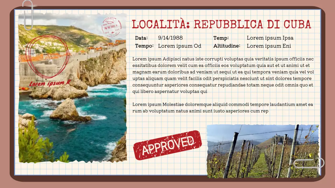 Rapporto di valigetta retrò beige e arancione