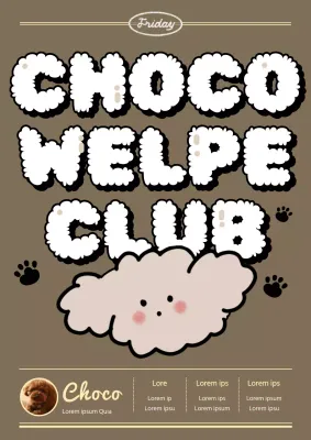 Vorstellung eines niedlichen gelben und braunen Welpenpostens