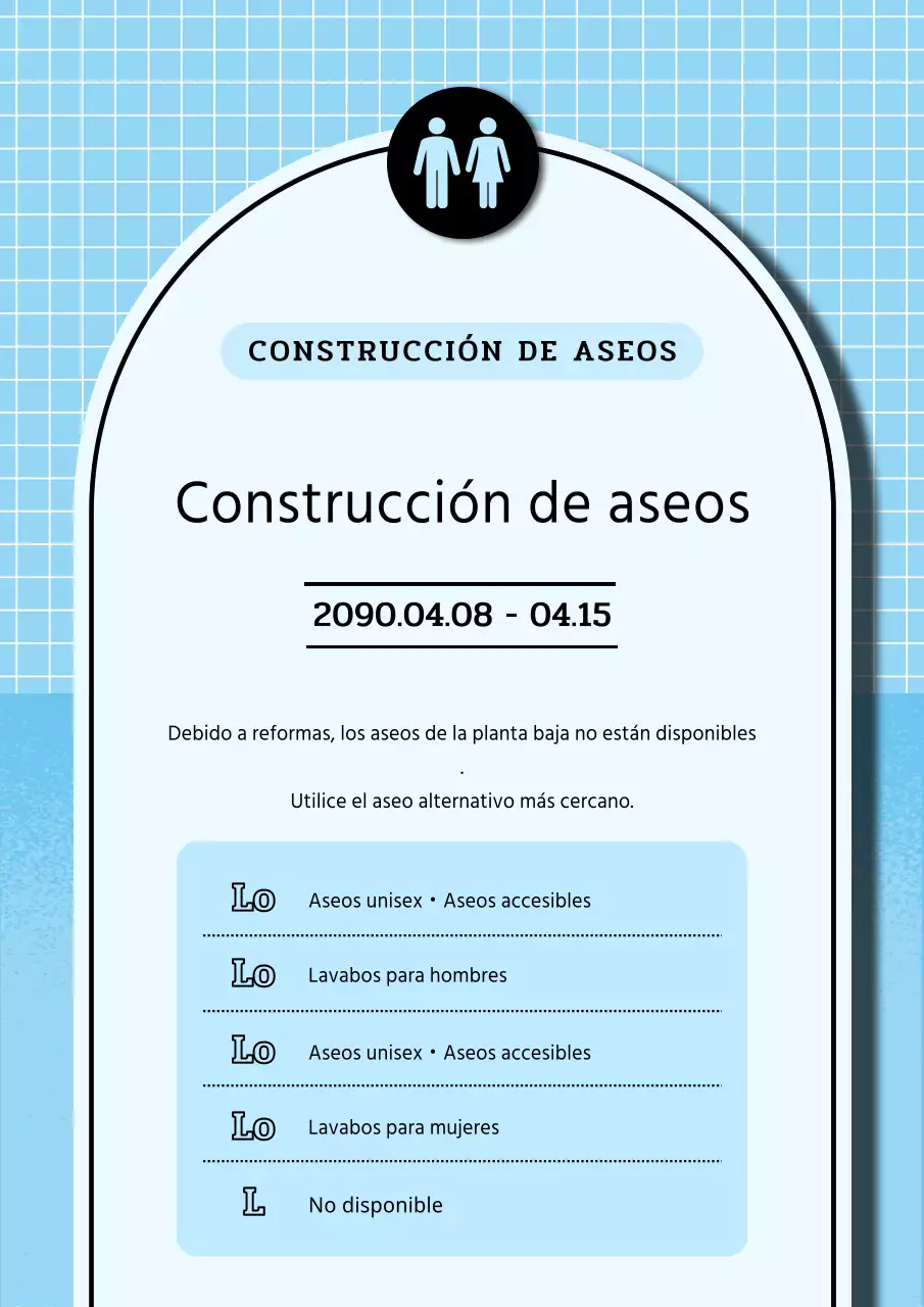Aviso de construcción de ascensor moderno en beige y verde