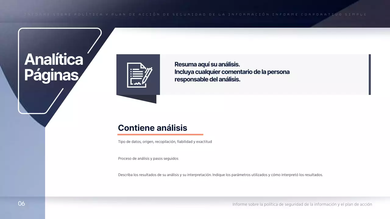 Un sencillo informe corporativo en azul marino