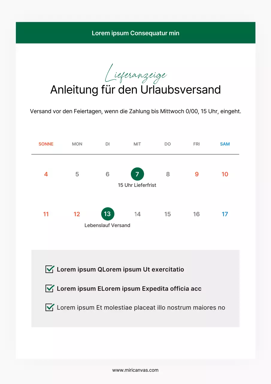 Ein einfacher grün-weißer Lieferschein für ein Einkaufszentrum