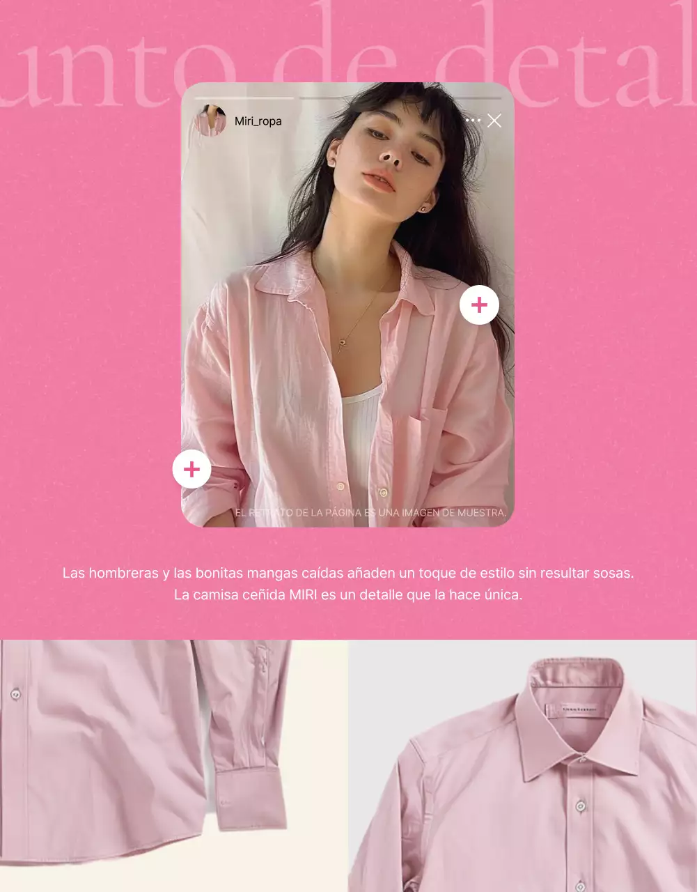 Promocione las páginas de productos de moda de primavera en rosa