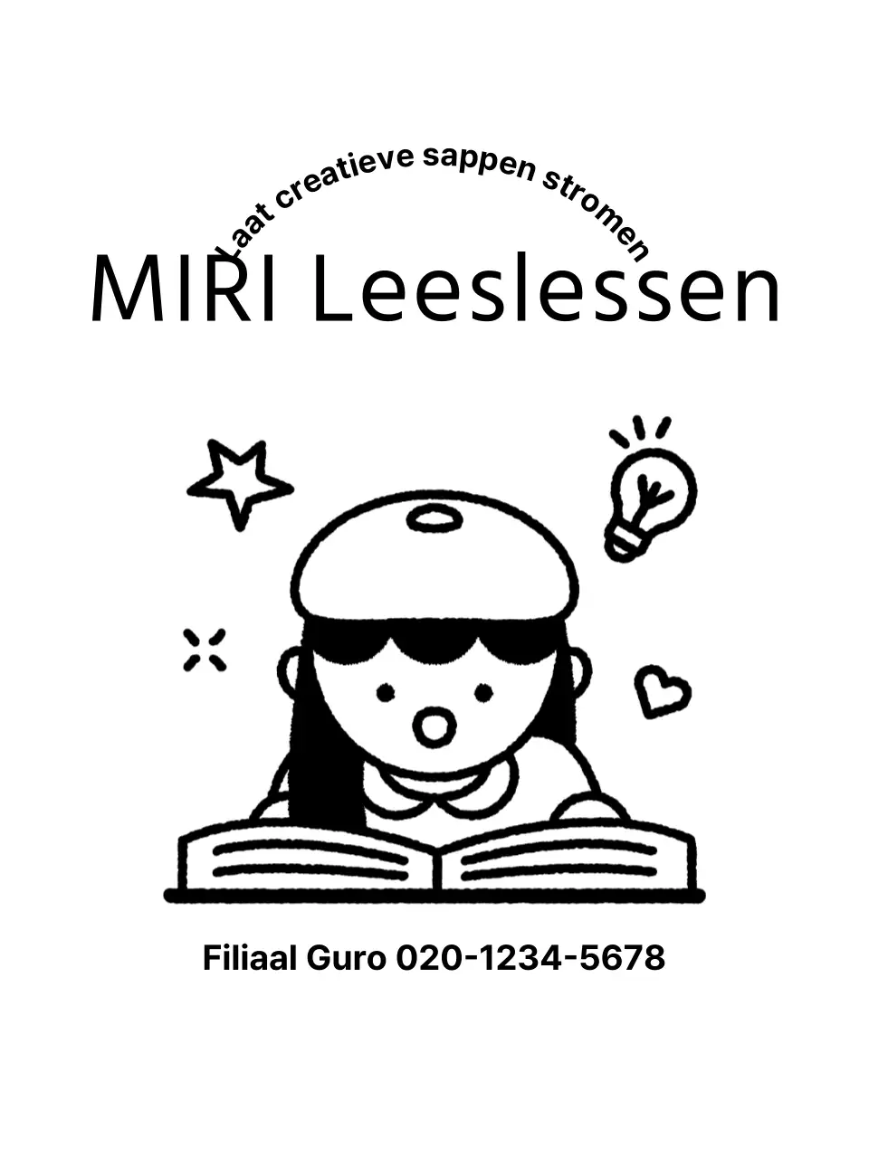 Promotioneel schoolontwerp met illustratie van een kind dat een boek leest