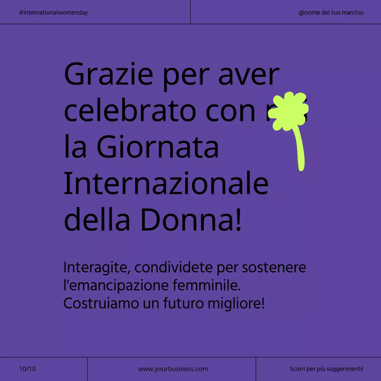 Campagna per la Giornata internazionale della donna in viola e neon moderno